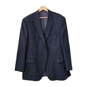 Jack Victor Blazer Men US 46 Speckled Blue Wool Silk Union Made 2B 1V No Buttons